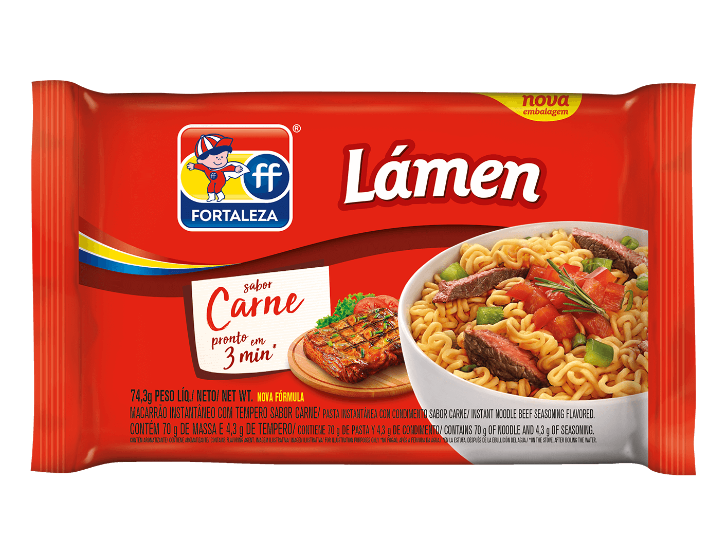 Fortaleza Lámen Carne 74,3g | Marca Fortaleza | Sabor e Tradição