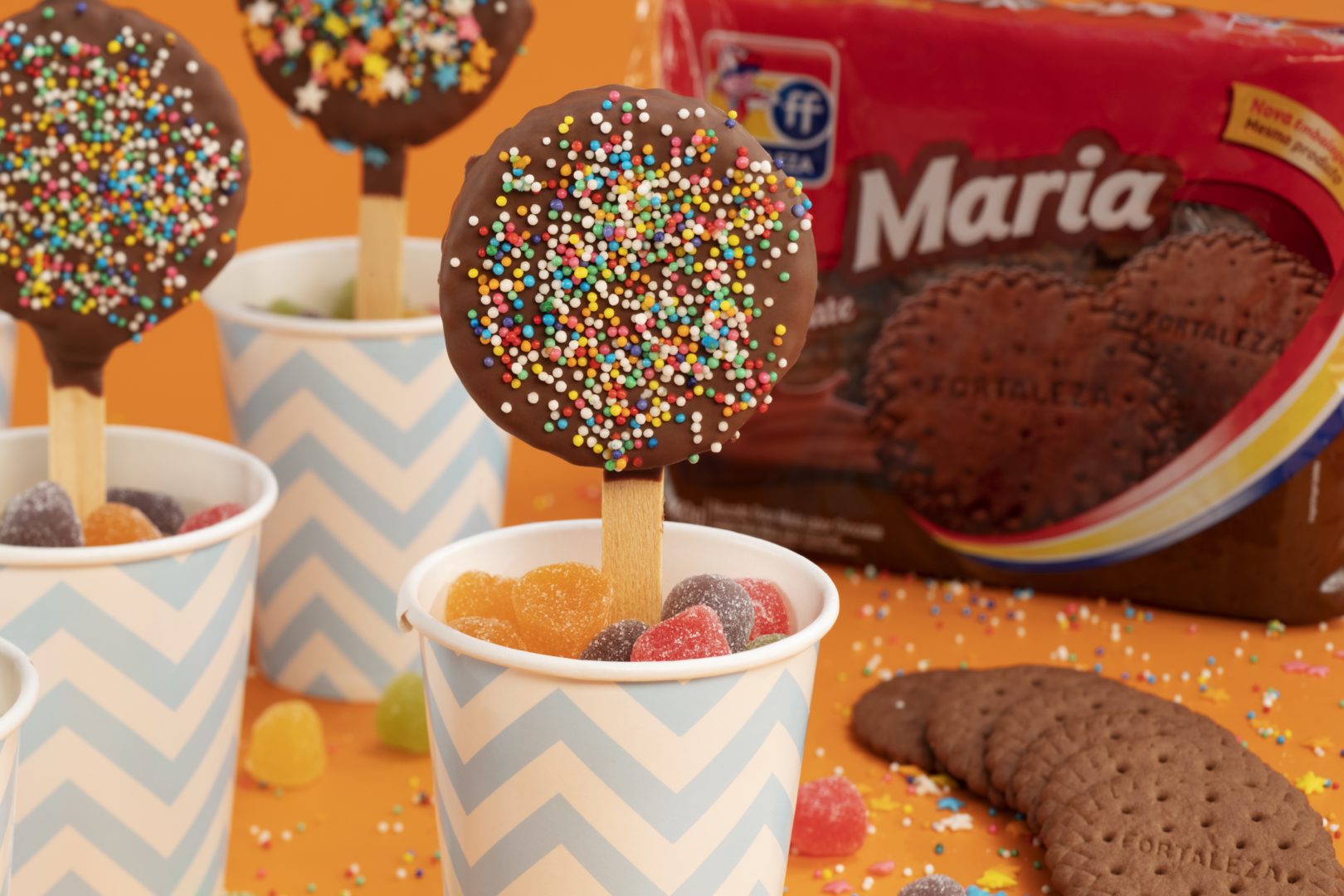Pirulito de Biscoito Maria Chocolate | Marca Fortaleza | O Amor Fortalece